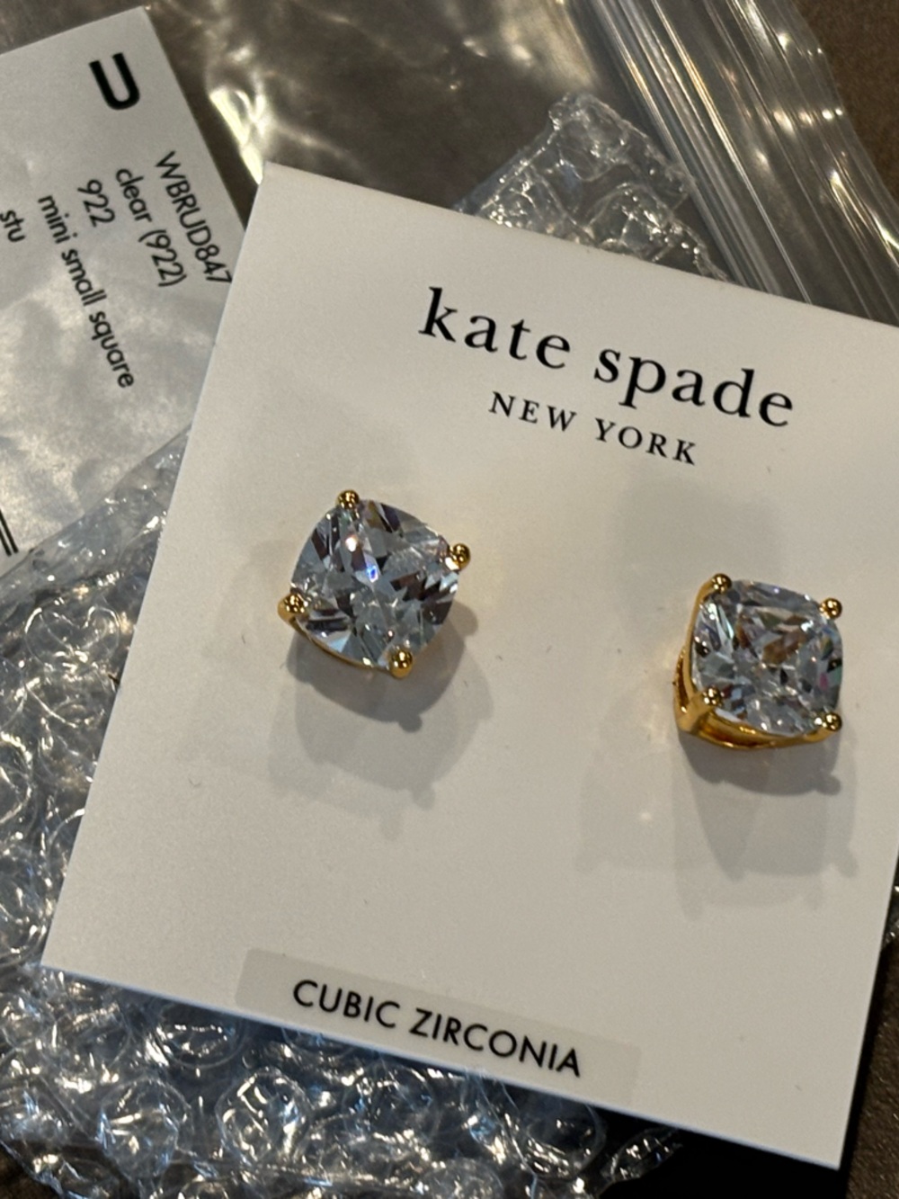 Kate Spade New York Gold Cubic Zirconia Mini Square Stud Post Earrings